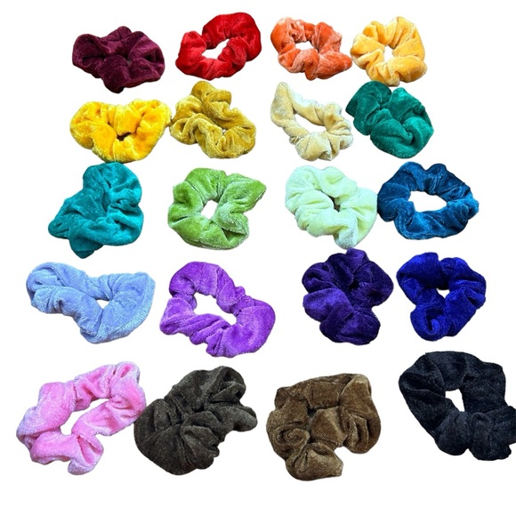 20 Velvet Hair Scrunchies Multiple Colors NEW - Picture 1 of 1